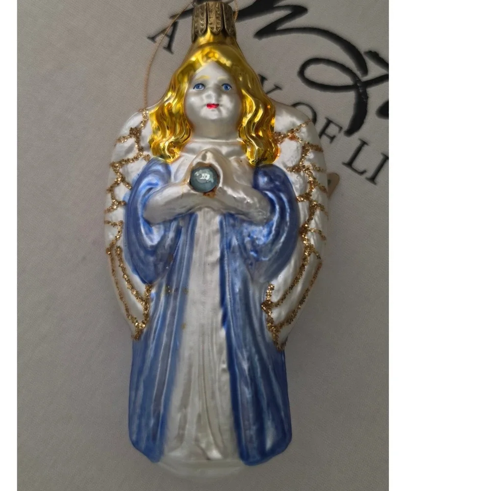 Whitehurst Imports Glass Angel Ornament Hand Painted Germany cottagecore VTG